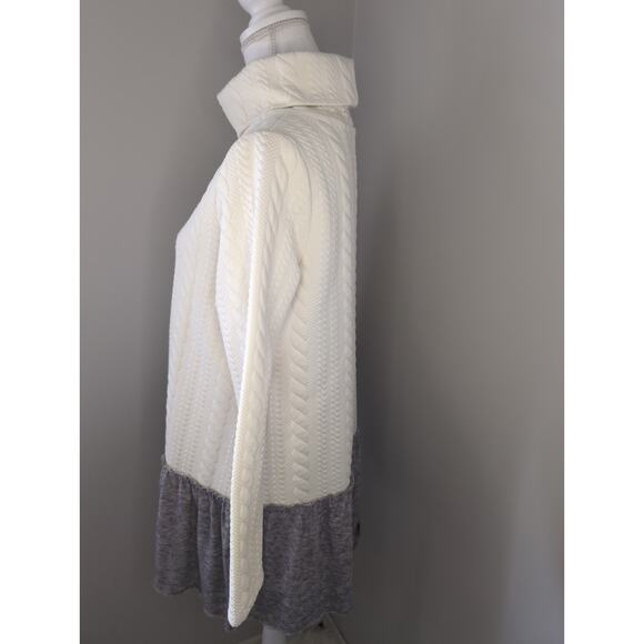 Thml quilted ivory heathered gray ruffle dress Med - Picture 2 of 6